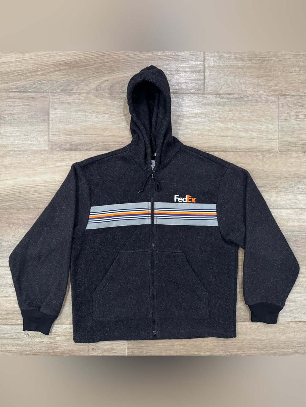 Vintage FedEx Stan Herman Zip Fleece Hoodie Sweatshirt